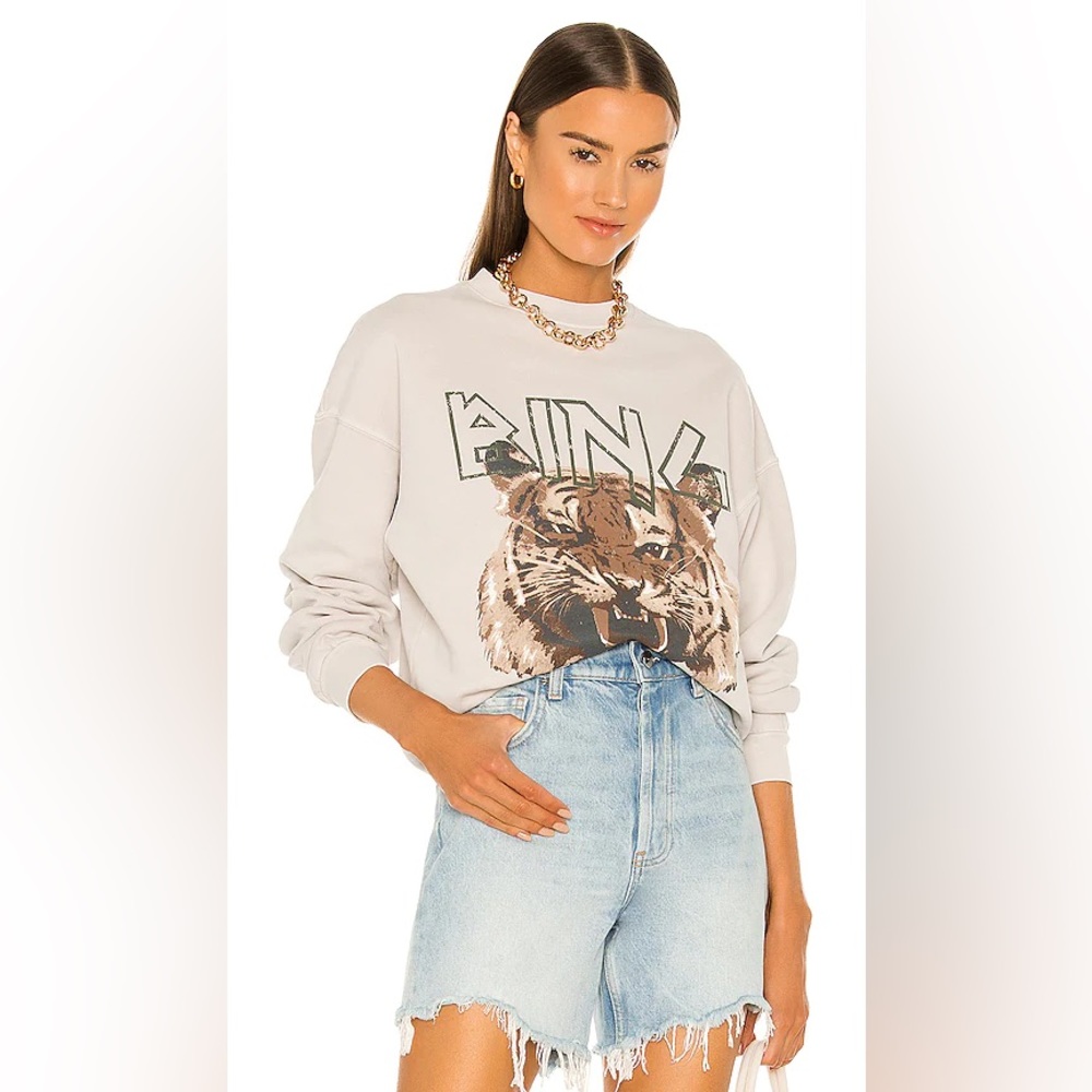 ANINE BING Tiger Sweatshirt in Stone XX-Small